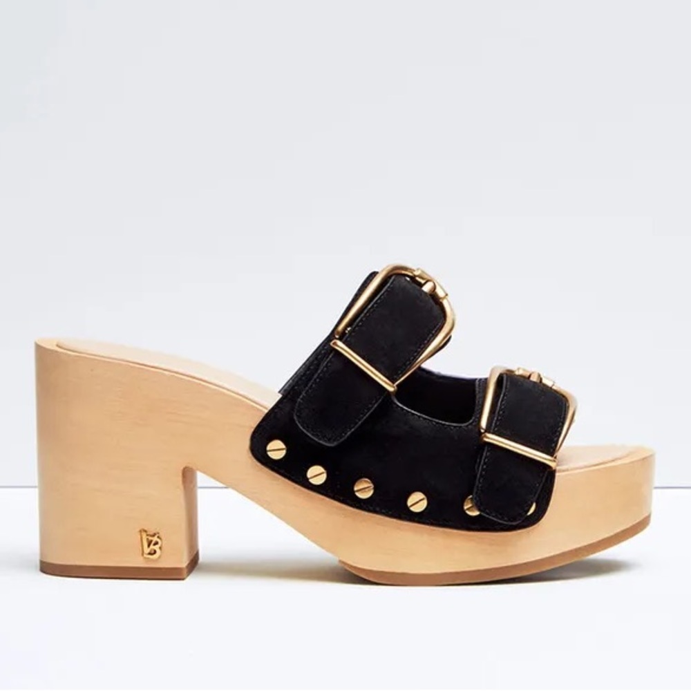 🆕 Veronica Beard Halifax Buckle Clogs Sandals in Black Suede Size 7.5M NWOB